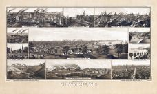 Milwaukee 1882c Bird's Eye View 17x28, Milwaukee 1882c Bird's Eye View